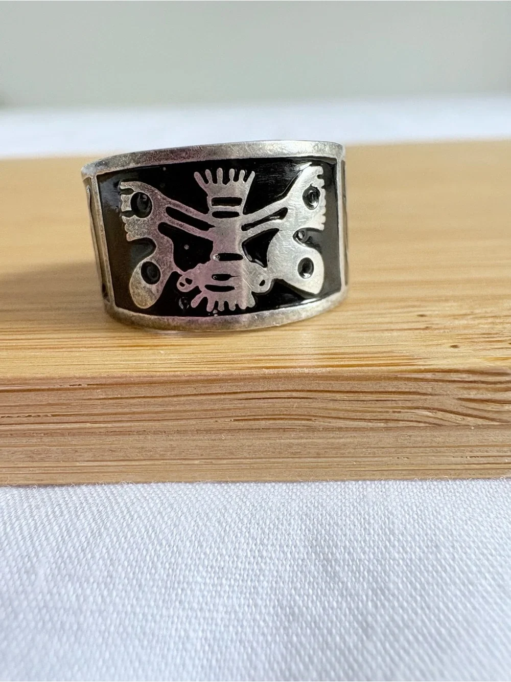 Sterling Silver Black Tribal Women’s Band Ring Size 6.5